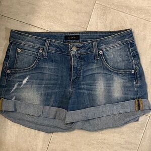 Bebe Distressed Blue Jean Shorts